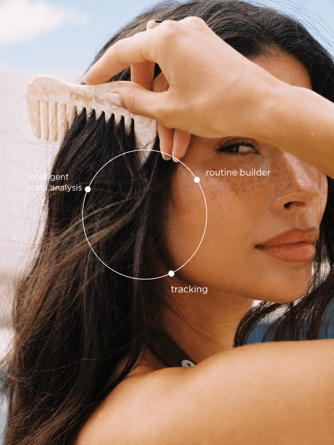 Folia scalp analysis and routine builder visual with dark wet hair